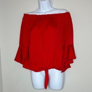 Express Vibrant Red Off-Shoulder Blouse